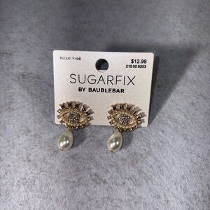 NWT Evil eye faux pearl Gold tone Earrings